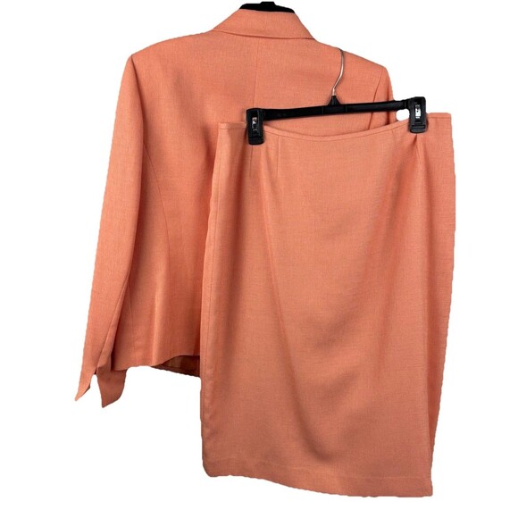 Le Suit Skirt Blazer Suit Set Women’s  Peach 100% Polyester 2 Pc Size 12 Gauze - Picture 1 of 15